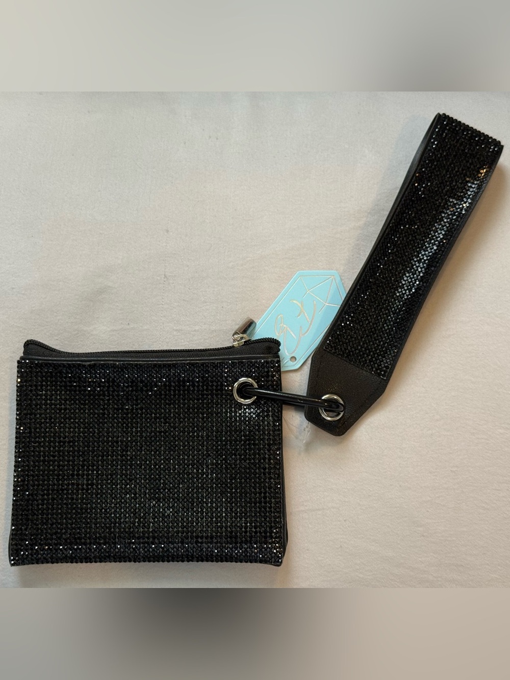 Black Rhinestone Wristlet Pouch by Unknown Brand